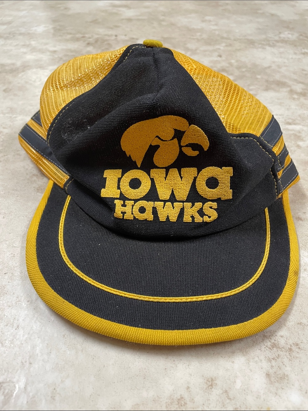 Vintage Iowa Hawks Black & Gold Trucker Hat